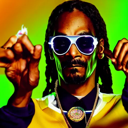 Prompt: cinematic film still of Snoop Dogg starring as a futuristic Marvel Super Hero holding green fire, 2022, 40mm lens, shallow depth of field, film still