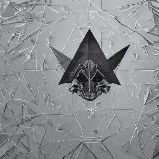 Prompt: triangles, thorns, skulls, origami, hyperprism, evil, high detail, 4 k
