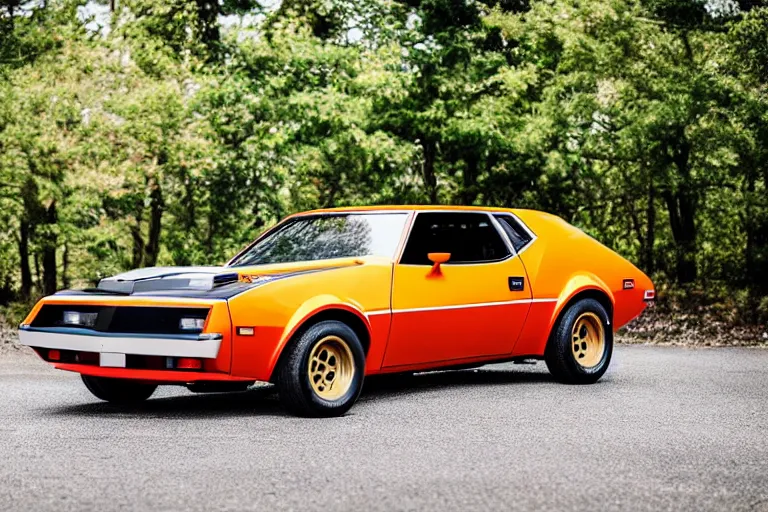 Prompt: 1975 AMC AMX/3 Gremlin, XF IQ4, 150MP, 50mm, F1.4, ISO 200, 1/160s, natural light, Adobe Photoshop, Adobe Lightroom, photolab, Affinity Photo, PhotoDirector 365