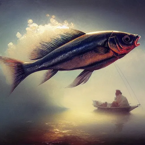 Prompt: fish by elena vizerskaya and ivan aivazovsky, perfectly detailed, artstation, sharp focus, highly detailed, studio photography, impresion de giclee arte abstracto, award winning