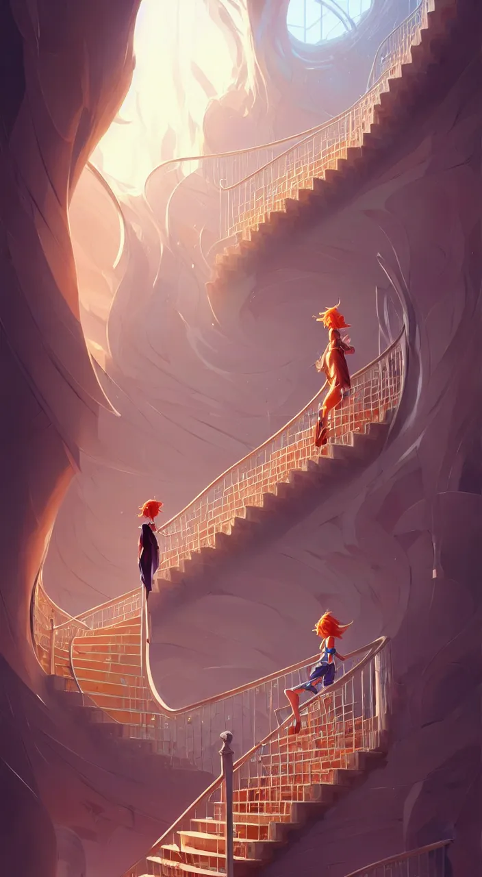 Image similar to incredible, mindblowing, never - ending swirling staircases, in marble incrusted of legends official fanart behance hd by jesper ejsing, by rhads, makoto shinkai and lois van baarle, ilya kuvshinov, rossdraws global illumination