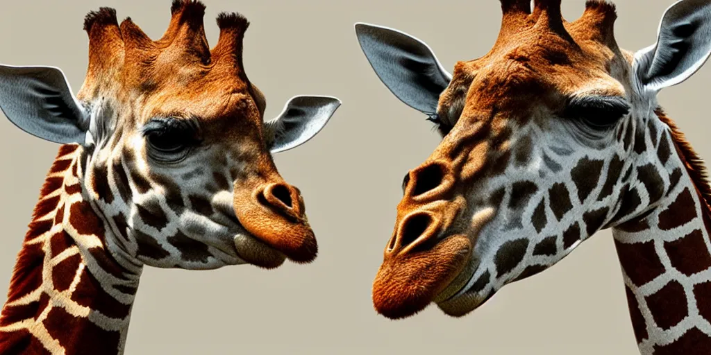 Prompt: a giraffe with a short neck, photorealistic