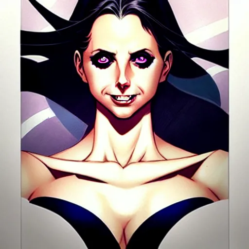 Image similar to artgerm, joshua middleton comic cover art, pretty sarah michelle gellar superhero, asymmetrical black oval spot covering left eye from eyebrow to cheek, left eye only, very pale white skin, no spot right eye, white around right eye