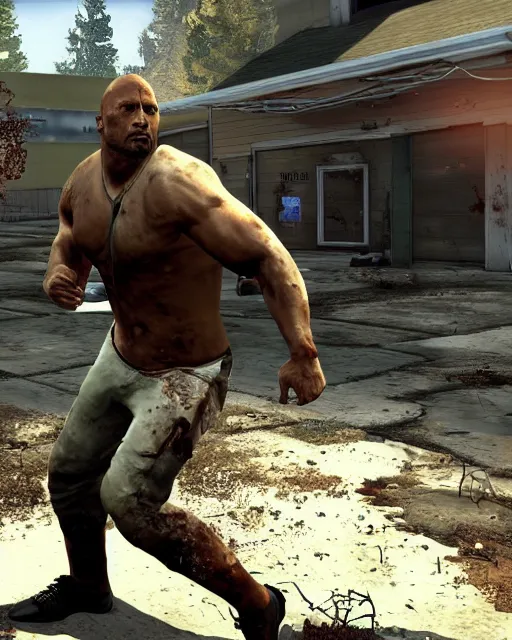 Prompt: dwayne johnson in the game left 4 dead. xbox 3 6 0 graphics