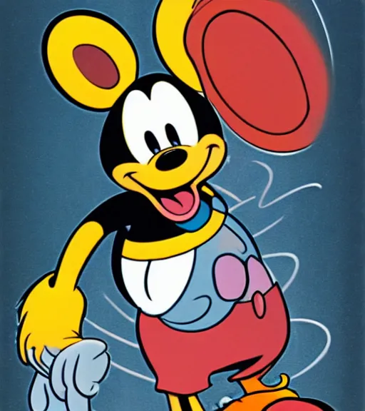 Prompt: a child of mickey mouse and donald duck, in ren and stimpy style s - w 5 7 6