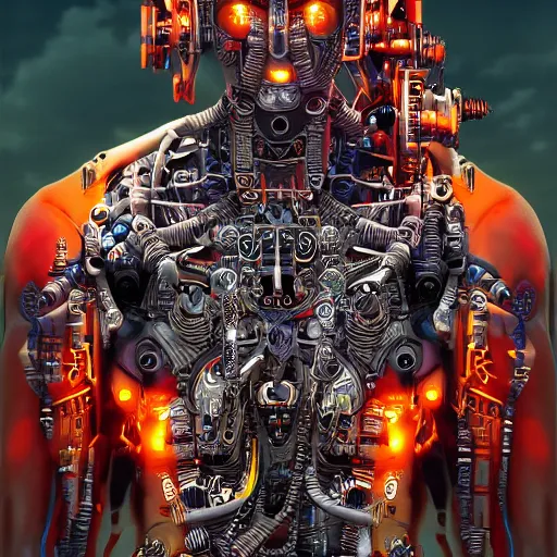 Prompt: cyborg hindu godbody, cyberpunk, ultra high tech, hyper detailed, coherent