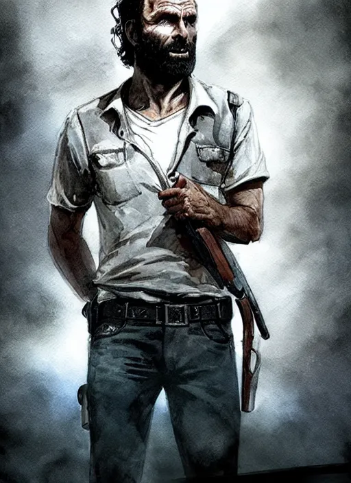 Image similar to portrait, Rick Grimes from The Walking Dead in the South Park universe, watercolor, dramatic lighting, cinematic, establishing shot, extremely high detail, foto realistic, cinematic lighting, digital art, vector, by Yoshitaka Amano, Ruan Jia, Kentaro Miura, Artgerm, post processed, concept art, artstation, matte painting, style by eddie mendoza, raphael lacoste, alex ross