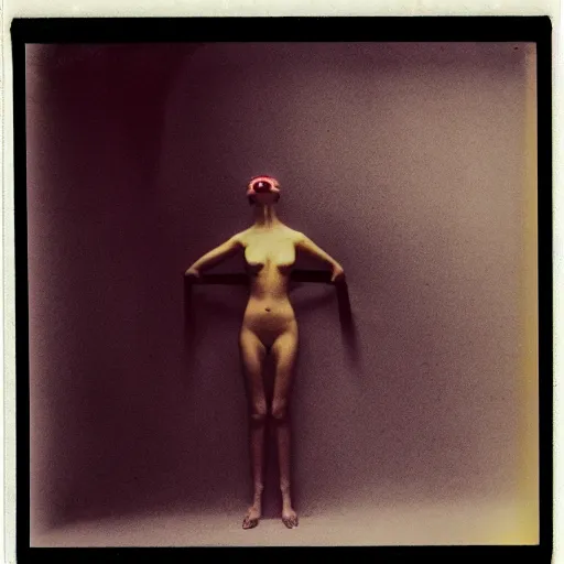 Image similar to vogue giallo photoshoot by annie liebovitz, fritz lang, and beksinski, cursed polaroid, 3 5 mm