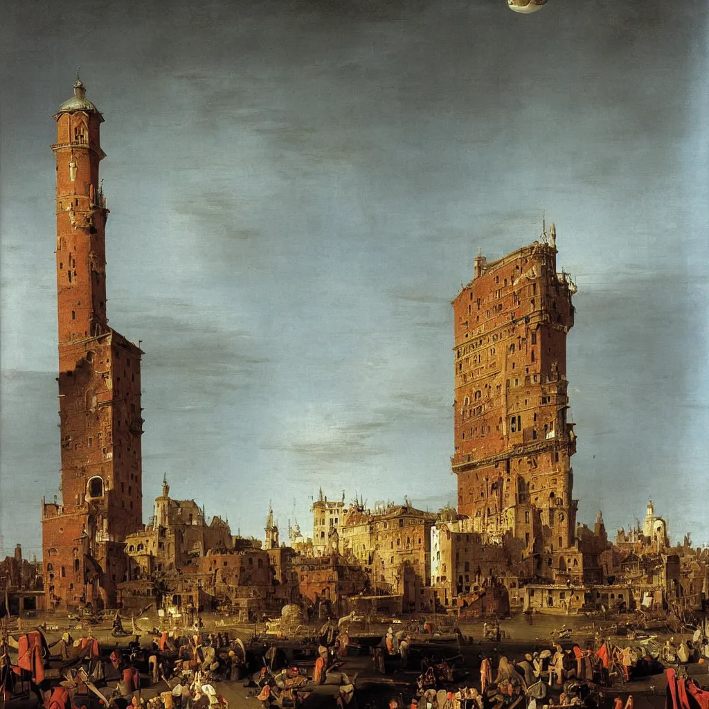 Prompt: a single! colorful! fungus tower clear empty sky, a high contrast!! ultradetailed photorealistic painting by canaletto, bernardo bellotto and thomas blackshear, hard lighting, masterpiece