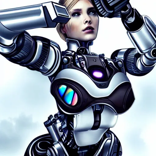 Prompt: beutiful white girl cyborg, full shot, artstaition, epic composition