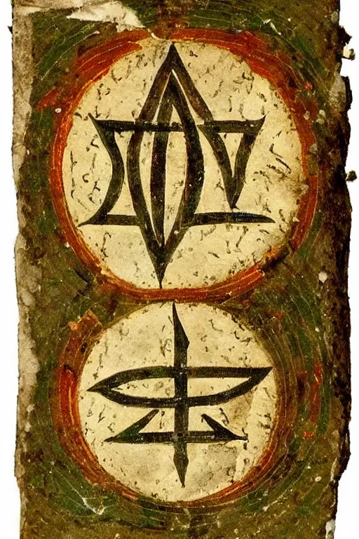Prompt: Old alchemic symbol of archangel Gabriel, Symbol painted to an old paper ,intricate, elegant, highly detailed, smooth, sharp focus, old manuscript