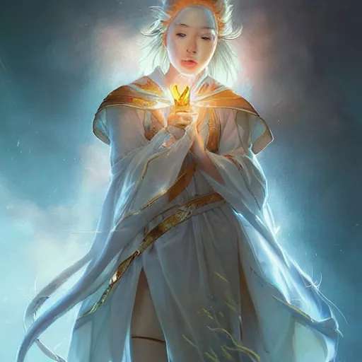 Image similar to Japanese lightning goddess, D&D, highly detailed, digital painting, artstation, concept art, sharp focus, illustration, cinematic lighting, art by artgerm and greg rutkowski and alphonse mucha