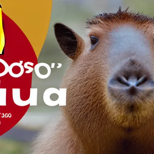 Image similar to mcdonald's logo but with capybara