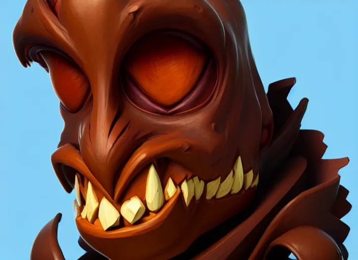 Image similar to brown wooden festeroot witch head, stylized stl, 3 d render, activision blizzard style, hearthstone style, darksiders art style, greg rutkowski style