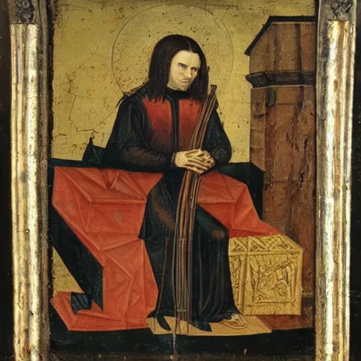 Image similar to A 15th century medieval renaissance oil painting of Skrillex