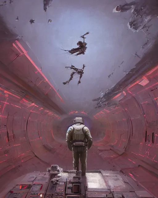 Image similar to a highly detailed epic cinematic concept art CG render digital painting artwork: Soviet cosmonaut . By Greg Rutkowski, in the style of Francis Bacon and Syd Mead and Norman Rockwell and Beksinski, open ceiling, highly detailed, painted by Francis Bacon and Edward Hopper, painted by James Gilleard, surrealism, airbrush, Ilya Kuvshinov, WLOP, Stanley Artgerm, very coherent, triadic color scheme, art by Takato Yamamoto and James Jean