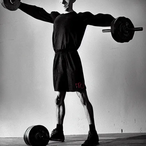 Image similar to portrait of nosferatu doing weightlifting, sport photography