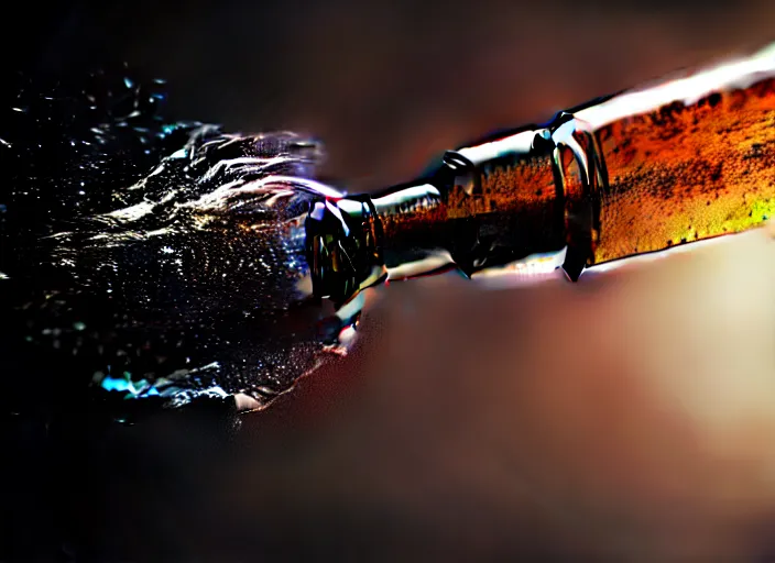 Prompt: hyperrealism, detailed textures, photorealistic 3 d render, a rifle bullet going through a coke bottle, sharp focus, ultra realistic, ultra high pixel detail, cinematic, intricate, cinematic light, concept art, illustration, art station, unreal engine 8 k