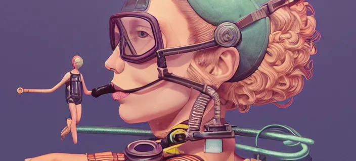 Image similar to scuba diver :: by Martine Johanna and Simon Stålenhag and Chie Yoshii and Casey Weldon and wlop :: ornate, dynamic, particulate, rich colors, intricate, elegant, highly detailed, centered, artstation, smooth, sharp focus, octane render, 3d