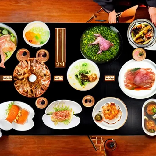 Image similar to high - end hot pot restaurant serving unicorn meat