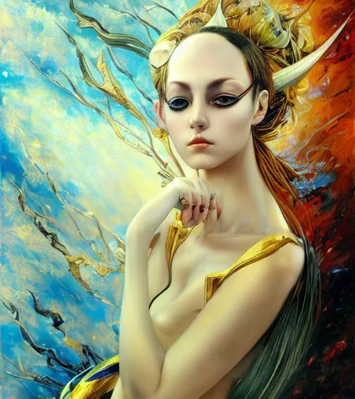 Image similar to karol bak painting of an anime woman