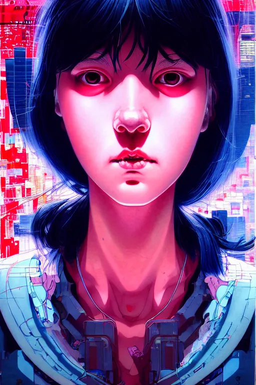 Image similar to prompt : city cyberpunk girl portrait soft light painted by james jean and katsuhiro otomo and erik jones, inspired by akira anime, smooth face feature, intricate oil painting, high detail illustration, sharp high detail, manga and anime 1 9 9 9