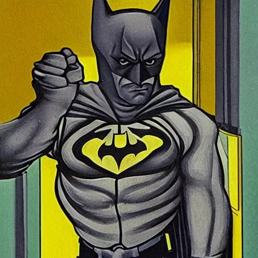 Image similar to portrait of batman, mash - up between mc escher and vincent van gogh