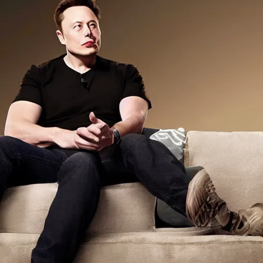 Image similar to elon musk on couch playing call of duty, high detailed,