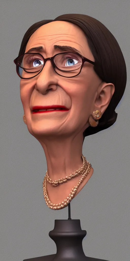 Prompt: Fanart 3D model of Ruth Bader Ginsberg, trending on artstation, cycles render, character bust, For Hire 3D artist, Pixar and Industrial