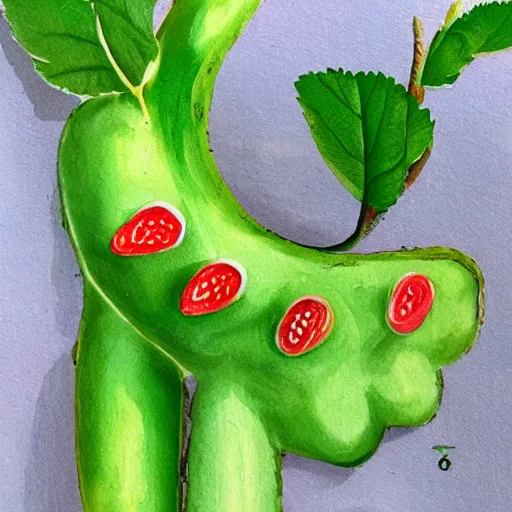 Prompt: a green strawberry