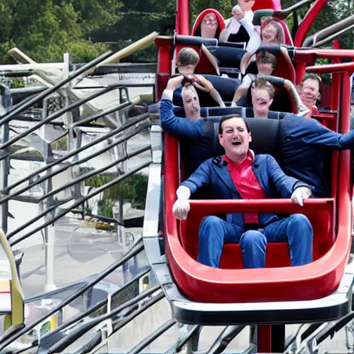 Image similar to Ted Cruz riding a roller coaster in six flags