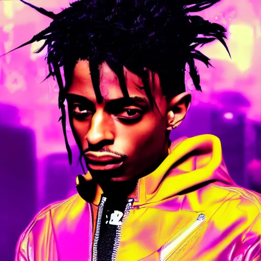 Image similar to playboi carti in cyberpunk style digital art 4 k the detailed super realistic