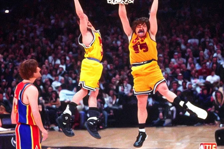 Prompt: peter dinklage nba slam dunk contest 1 9 9 7