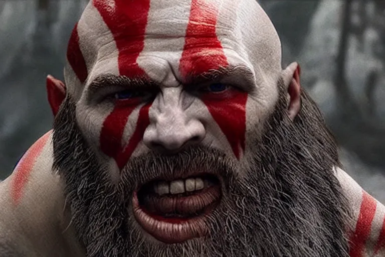 Image similar to vfx movie live action god of war closeup by emmanuel lubezki