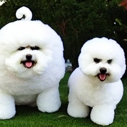 Image similar to bichon frise as the stay puft marshmallow man