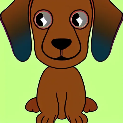 Image similar to colorful kids cartoon about a cute Dachshund