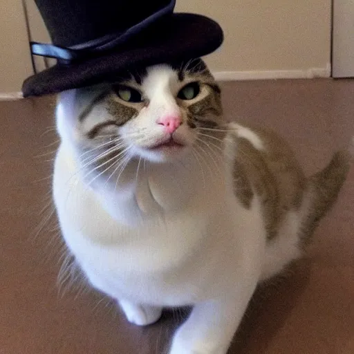 Image similar to a cat in a hat wearing a tutu