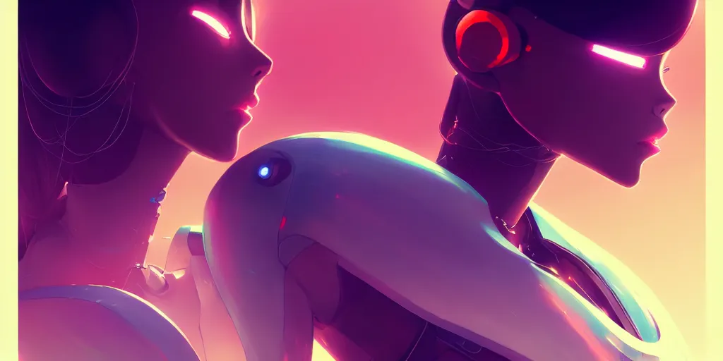 Image similar to digital illustration of sleek humanoid robot by makoto shinkai, ilya kuvshinov, lois van baarle, rossdraws, basquiat | afrofuturism, in the style of hearthstone, trending on artstation | cool color scheme