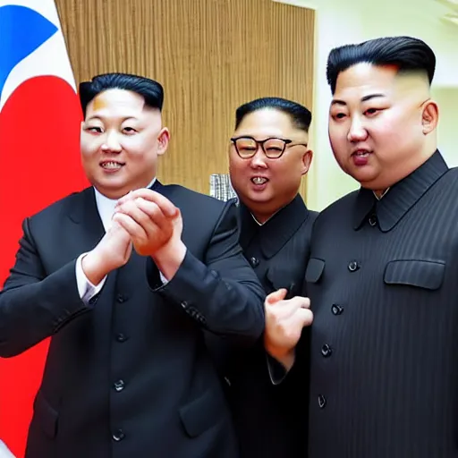 Image similar to the rock and kim jong - un, selfie, phone photo,