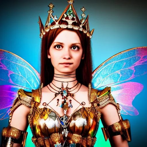 Prompt: photo of a beautiful fairy queen with ornate bejewelled armour, highly detailed, 4k, HDR,