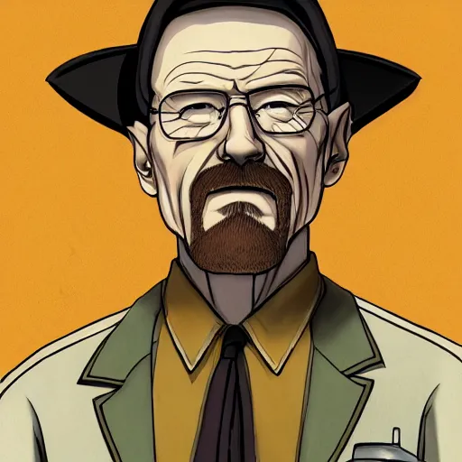 Image similar to portrait of walter white as a wizard, anime fantasy illustration by tomoyuki yamasaki, kyoto studio, madhouse, ufotable, trending on artstation