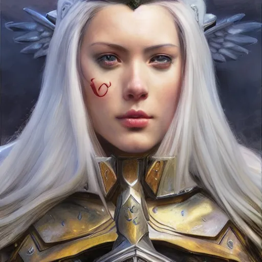 Prompt: angelawhite as a realistic fantasy knight, closeup portrait art by donato giancola and greg rutkowski, digital art, trending on artstation, symmetry!!