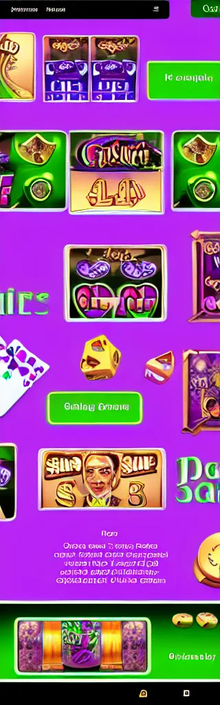 Image similar to purple and green slots casino interface, material design