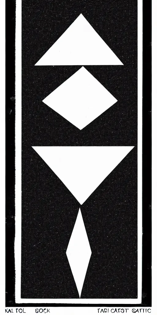 Prompt: minimal geometric the fool tarot card by karl gerstner, black and white monochrome, bordered, centered, in frame, 8 k scan