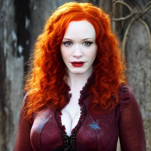 Image similar to full shot photo of christina hendricks as a vampire warrior