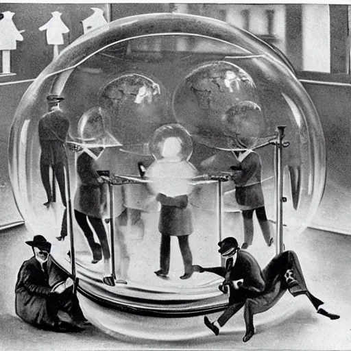 Image similar to 1 9 2 9 bankers, dreaming in a bubble about the future