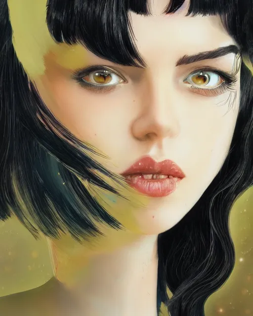 Image similar to happy birthday black haired girl, book cover by Neil Gaiman, trending on artstation, 8k, highly detailed