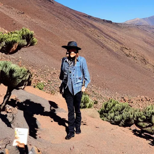 Image similar to johnny depp visiting the Teide in Tenerife