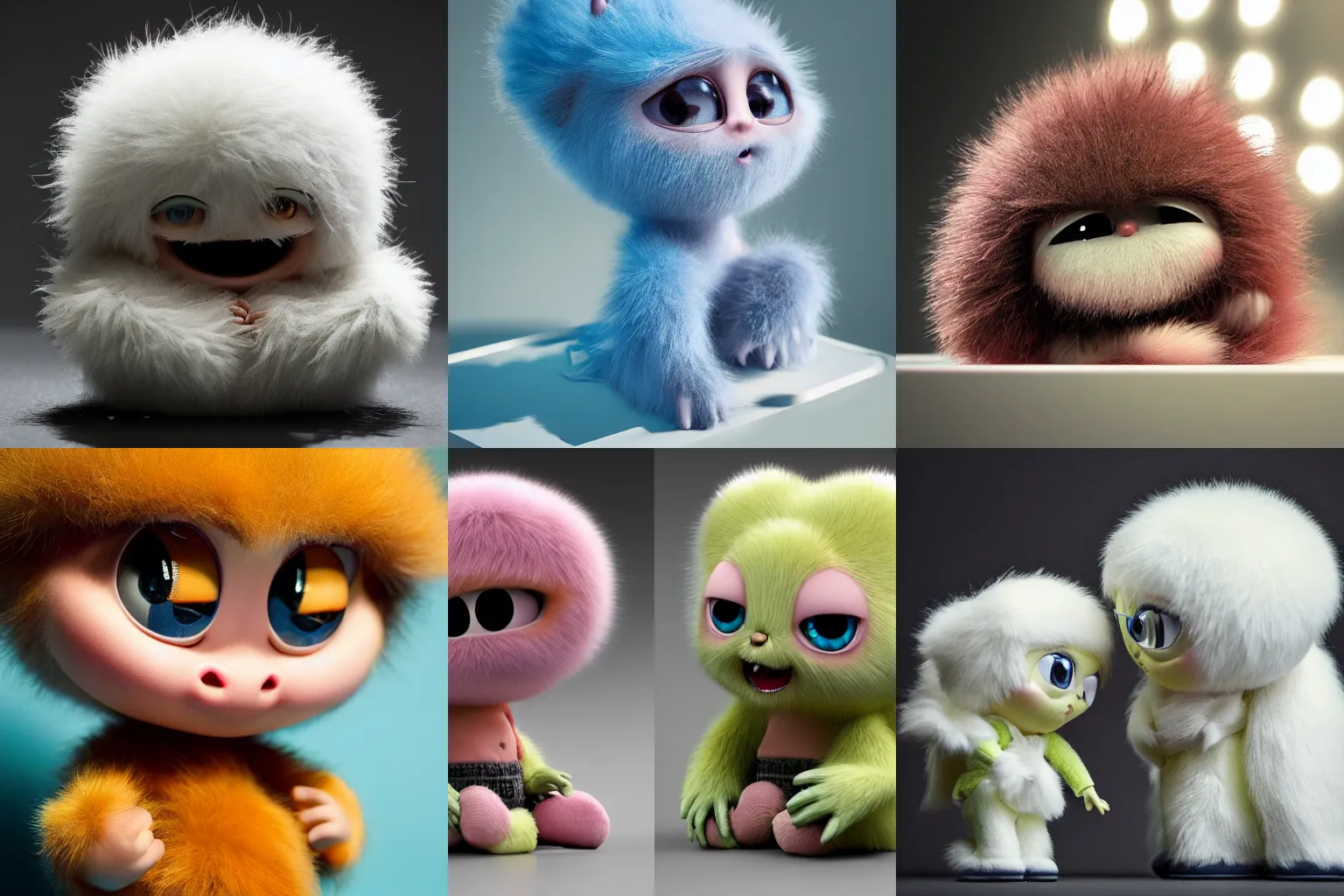 Prompt: fluffy ebay product, beautiful cute baby, cute miniature resine action figure, High detail photography, 8K, 3d fractals, cute pictoplasma, one simple ceramic tintoy fury fury fury fur monster Figure sculpture, 3d primitives, in a Studio hollow, by pixar, by jonathan ive, cgsociety, simulation