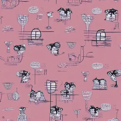 Image similar to modern kitchen wallpaper design. expensive. piggy pattern.